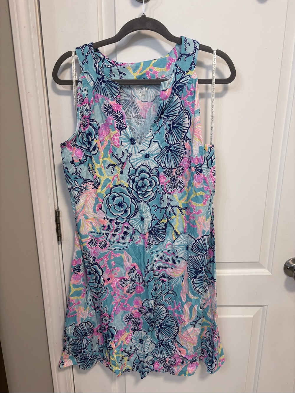 Lilly Pulitzer Aqua Floral Sleeveless V-Neck Dress